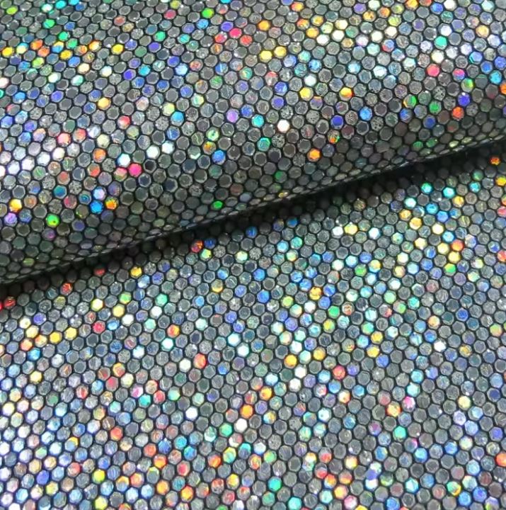 Natural Pu Glitter Leather Fabric